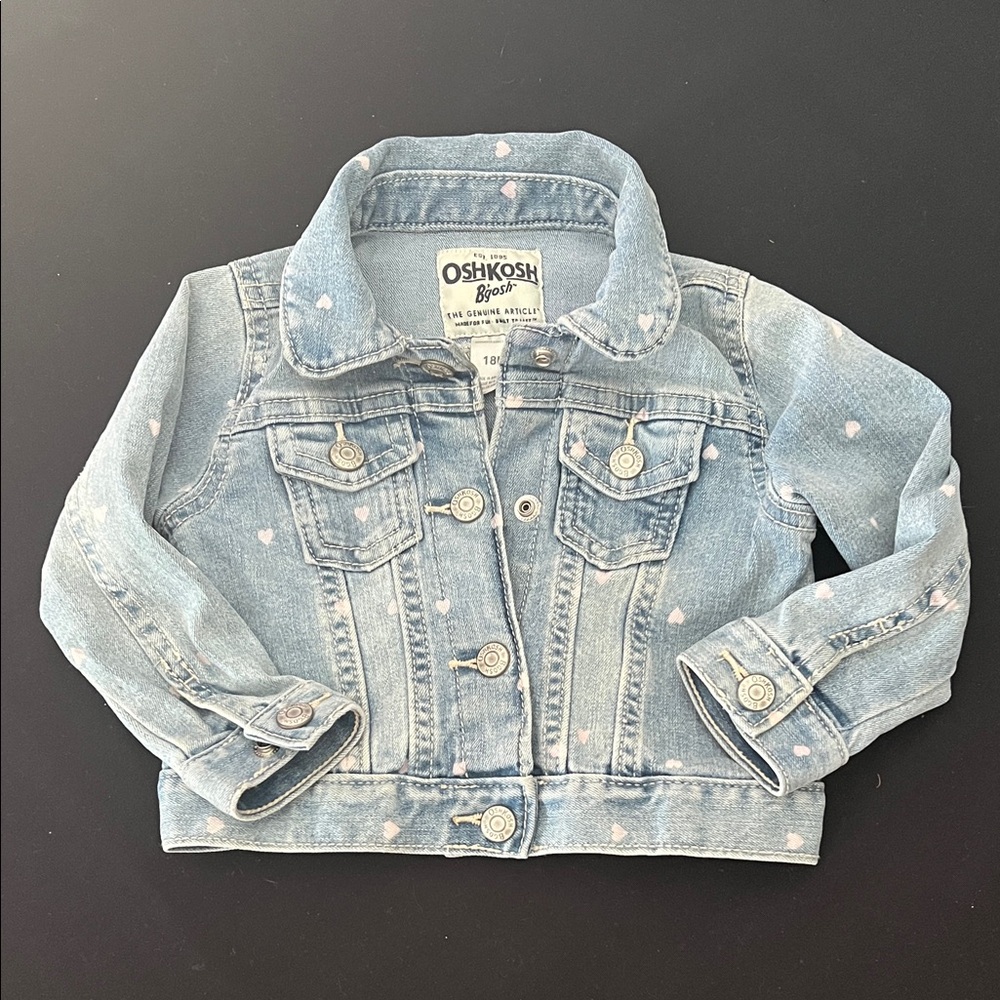 OshKosh B'gosh Blue Denim Jacket with Pink hearts